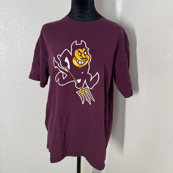 Arizona‎ State Sun Devils Maroon Graphic T-Shirt Unisex Size L Cotton - Picture 1 of 5